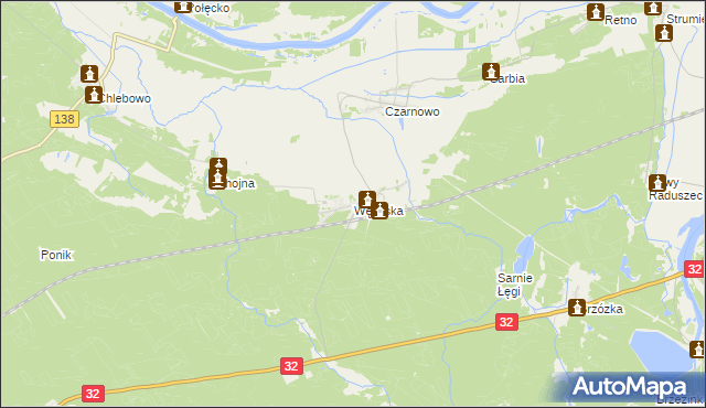 mapa Wężyska, Wężyska na mapie Targeo