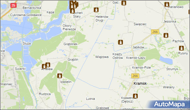 mapa Wiązowa gmina Kramsk, Wiązowa gmina Kramsk na mapie Targeo