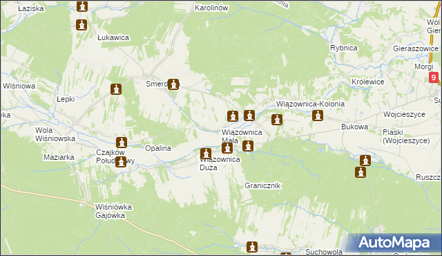 mapa Wiązownica Mała, Wiązownica Mała na mapie Targeo