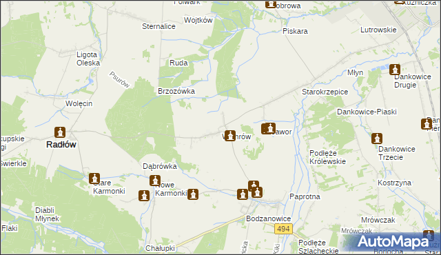 mapa Wichrów gmina Radłów, Wichrów gmina Radłów na mapie Targeo