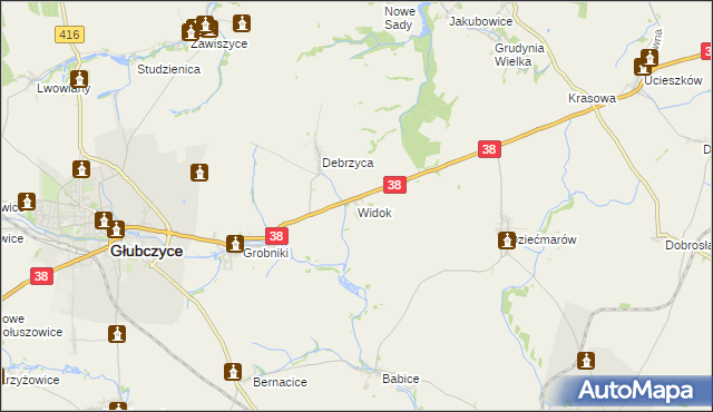 mapa Widok gmina Głubczyce, Widok gmina Głubczyce na mapie Targeo