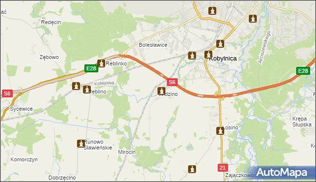 mapa Widzino, Widzino na mapie Targeo