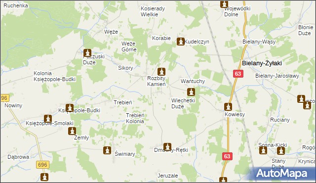 mapa Wiechetki Małe, Wiechetki Małe na mapie Targeo