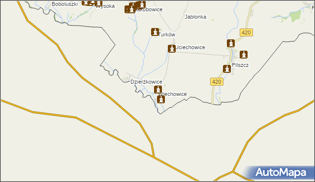 mapa Wiechowice, Wiechowice na mapie Targeo