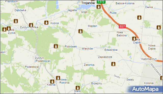 mapa Więcków, Więcków na mapie Targeo