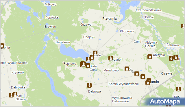 mapa Wiele gmina Karsin, Wiele gmina Karsin na mapie Targeo