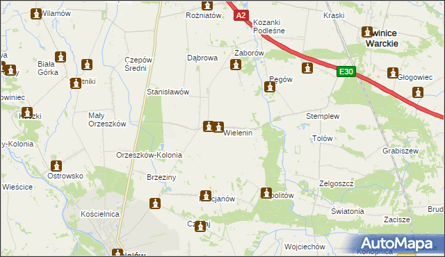 mapa Wielenin, Wielenin na mapie Targeo