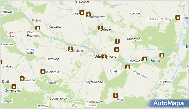 mapa Wielgomłyny, Wielgomłyny na mapie Targeo