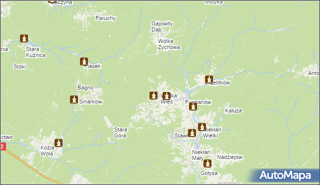 mapa Wielka Wieś gmina Stąporków, Wielka Wieś gmina Stąporków na mapie Targeo