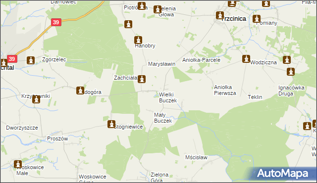 mapa Wielki Buczek gmina Rychtal, Wielki Buczek gmina Rychtal na mapie Targeo