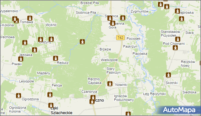 mapa Wielkopole gmina Ręczno, Wielkopole gmina Ręczno na mapie Targeo