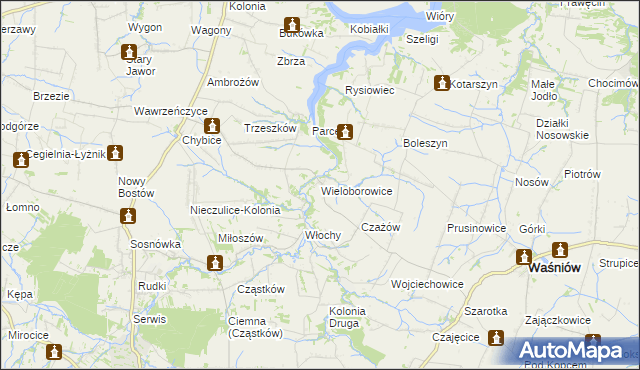 mapa Wieloborowice, Wieloborowice na mapie Targeo