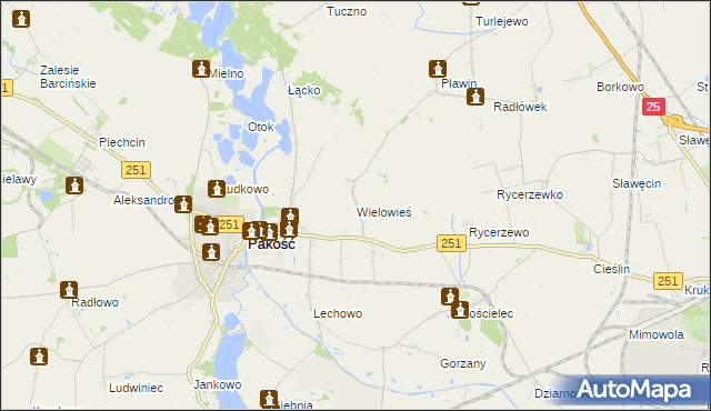 mapa Wielowieś gmina Pakość, Wielowieś gmina Pakość na mapie Targeo