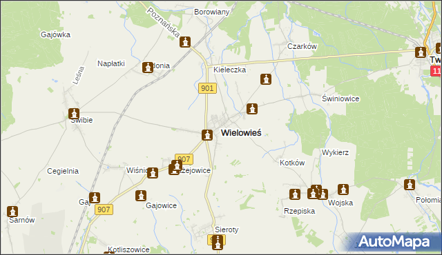 mapa Wielowieś powiat gliwicki, Wielowieś powiat gliwicki na mapie Targeo