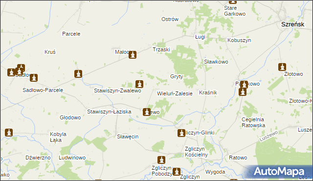 mapa Wieluń-Zalesie, Wieluń-Zalesie na mapie Targeo