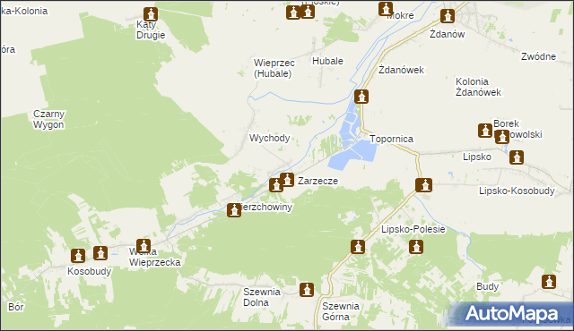 mapa Wieprzec gmina Zamość, Wieprzec gmina Zamość na mapie Targeo