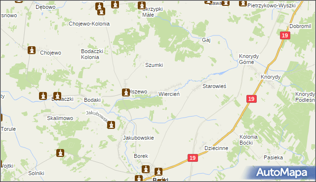 mapa Wiercień gmina Boćki, Wiercień gmina Boćki na mapie Targeo