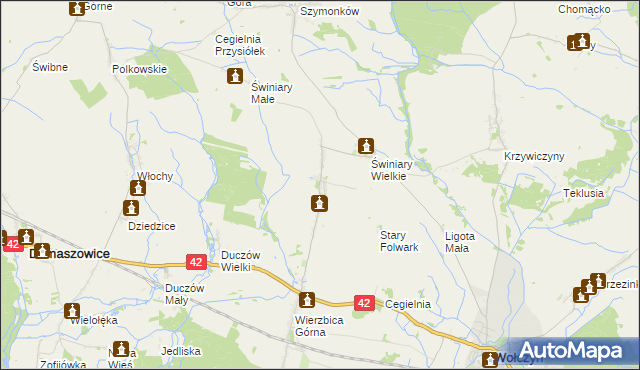 mapa Wierzbica Dolna gmina Wołczyn, Wierzbica Dolna gmina Wołczyn na mapie Targeo