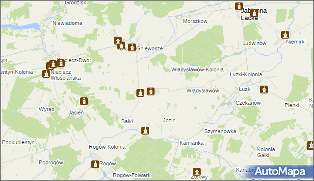 mapa Wierzbice-Guzy, Wierzbice-Guzy na mapie Targeo