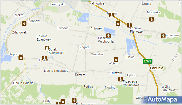 mapa Wierzbie gmina Łabunie, Wierzbie gmina Łabunie na mapie Targeo