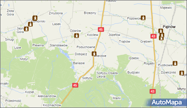 mapa Wierzbie gmina Praszka, Wierzbie gmina Praszka na mapie Targeo