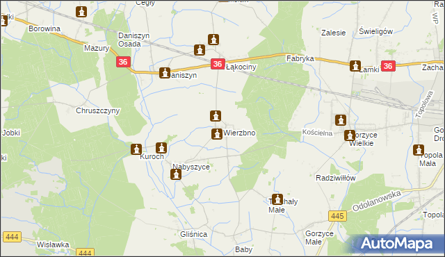 mapa Wierzbno gmina Odolanów, Wierzbno gmina Odolanów na mapie Targeo