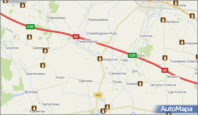 mapa Wierzbocice, Wierzbocice na mapie Targeo