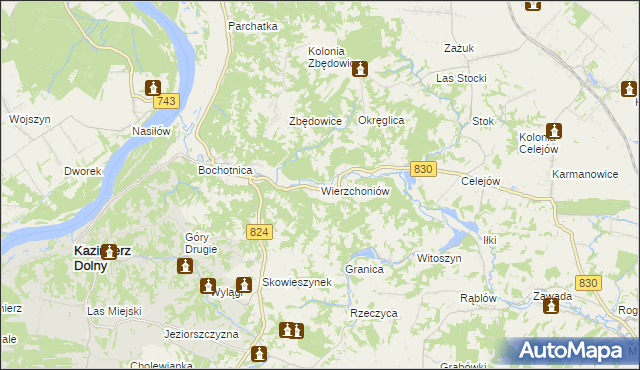 mapa Wierzchoniów, Wierzchoniów na mapie Targeo