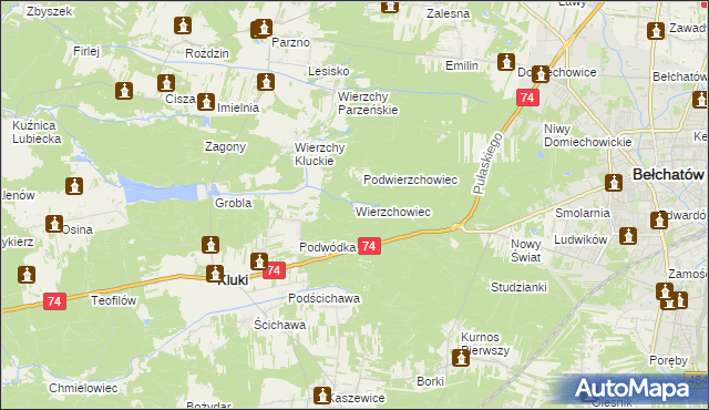 mapa Wierzchowiec, Wierzchowiec na mapie Targeo