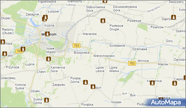 mapa Wierzchowisko gmina Wolbrom, Wierzchowisko gmina Wolbrom na mapie Targeo