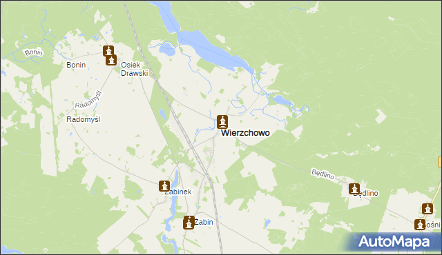 mapa Wierzchowo powiat drawski, Wierzchowo powiat drawski na mapie Targeo