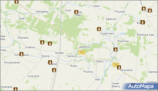 mapa Wierzchy gmina Nowe Miasto nad Pilicą, Wierzchy gmina Nowe Miasto nad Pilicą na mapie Targeo