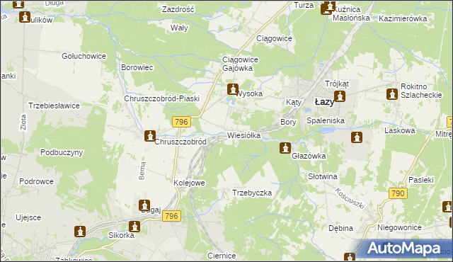 mapa Wiesiółka gmina Łazy, Wiesiółka gmina Łazy na mapie Targeo