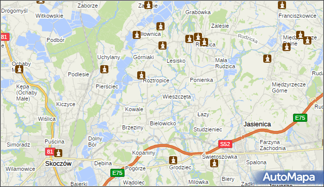 mapa Wieszczęta, Wieszczęta na mapie Targeo