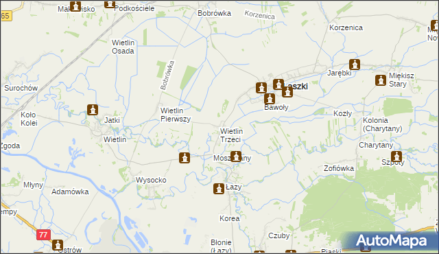 mapa Wietlin Trzeci, Wietlin Trzeci na mapie Targeo