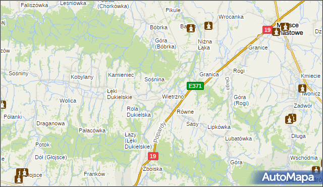 mapa Wietrzno gmina Dukla, Wietrzno gmina Dukla na mapie Targeo