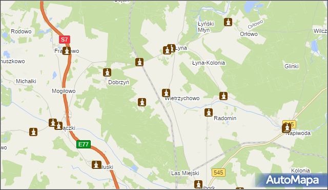 mapa Wietrzychowo, Wietrzychowo na mapie Targeo