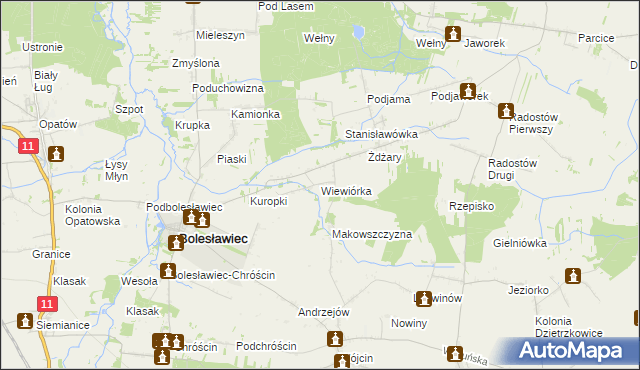 mapa Wiewiórka gmina Bolesławiec, Wiewiórka gmina Bolesławiec na mapie Targeo