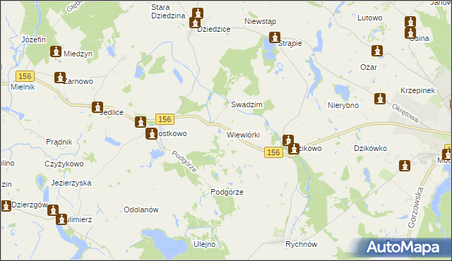 mapa Wiewiórki gmina Barlinek, Wiewiórki gmina Barlinek na mapie Targeo