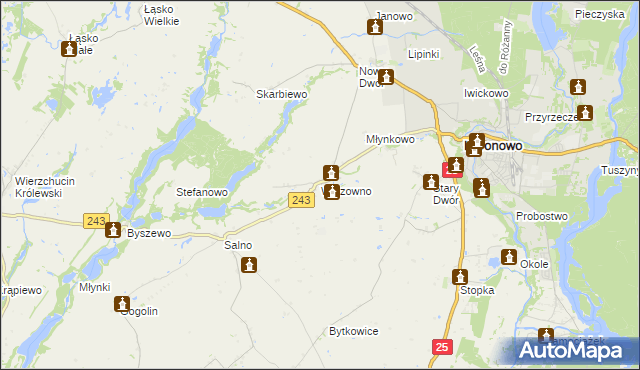 mapa Więzowno, Więzowno na mapie Targeo