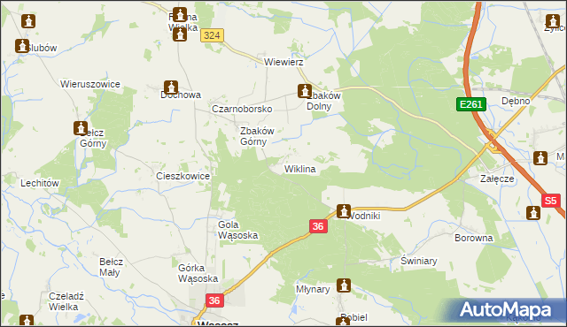 mapa Wiklina, Wiklina na mapie Targeo