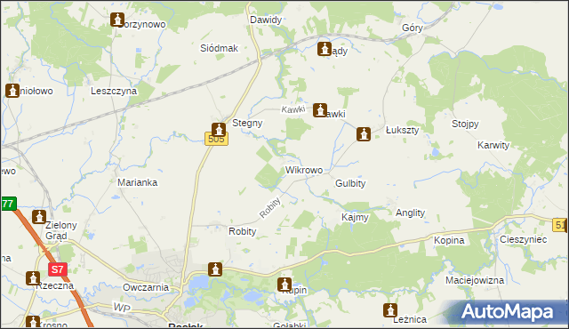 mapa Wikrowo gmina Pasłęk, Wikrowo gmina Pasłęk na mapie Targeo