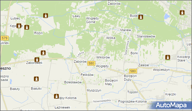 mapa Wiktorów gmina Leszno, Wiktorów gmina Leszno na mapie Targeo