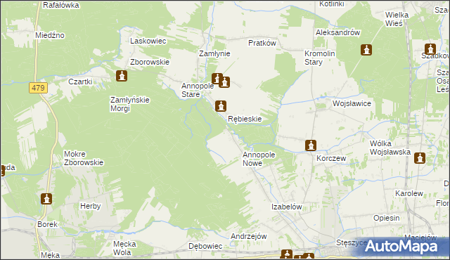 mapa Wiktorów gmina Zduńska Wola, Wiktorów gmina Zduńska Wola na mapie Targeo