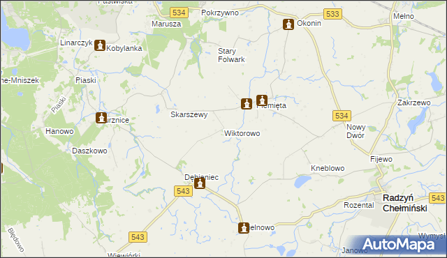 mapa Wiktorowo gmina Gruta, Wiktorowo gmina Gruta na mapie Targeo