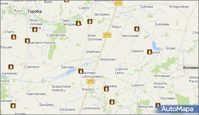 mapa Wiktorowo gmina Lubraniec, Wiktorowo gmina Lubraniec na mapie Targeo