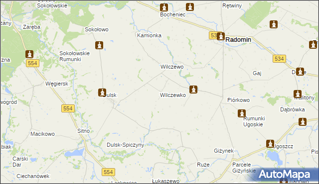 mapa Wilczewko, Wilczewko na mapie Targeo