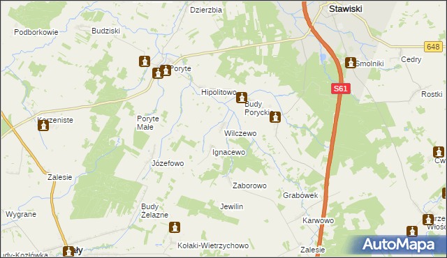 mapa Wilczewo gmina Stawiski, Wilczewo gmina Stawiski na mapie Targeo