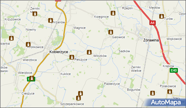 mapa Wilczków gmina Żórawina, Wilczków gmina Żórawina na mapie Targeo