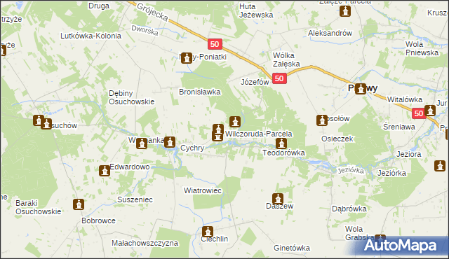 mapa Wilczoruda-Parcela, Wilczoruda-Parcela na mapie Targeo